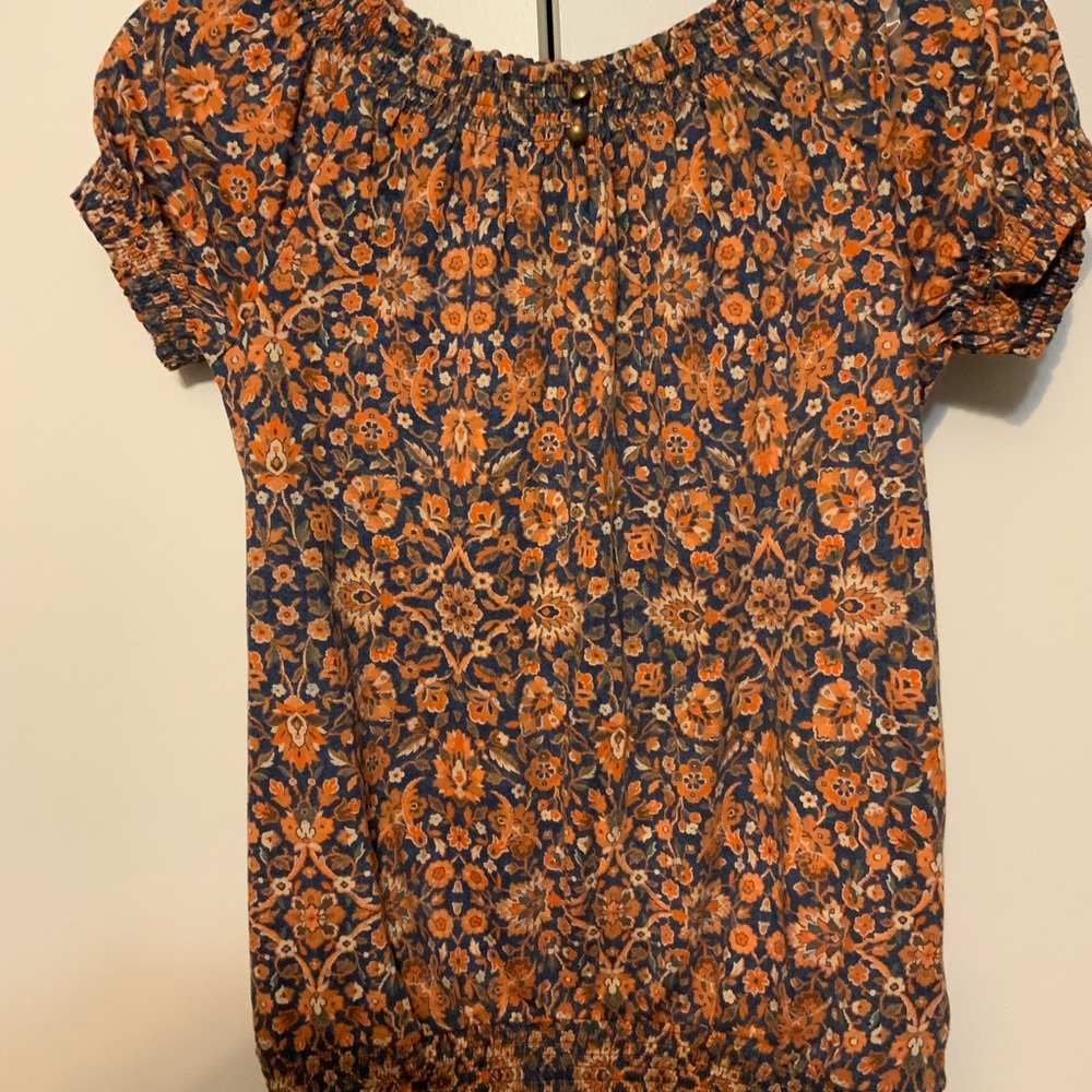 Chaps Blue and Orange Top with Bold Style